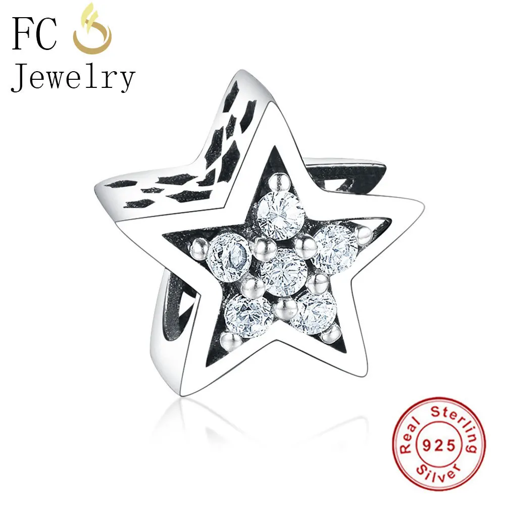 

FC Jewelry Fit Original Pandora Charms Bracelet 925 Sterling Silver Star Mix CZ Stone in Sky Beads For Making Berloque 2018 Gift