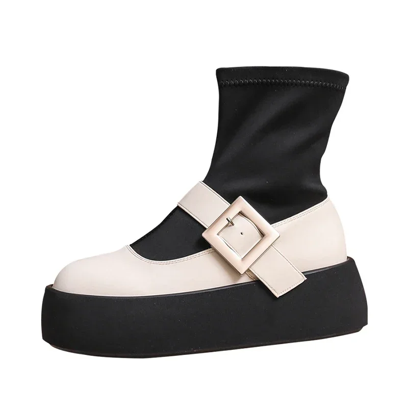 Женские зимние ботильоны на плоской подошве и платформе кожаная обувь трендовая