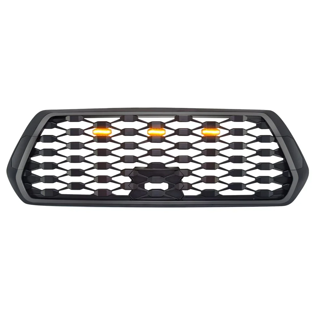 

FRONT MESH GRILLE W/ AMBER LIGHTS FOR 2016-2021 TOYOTA TACOMA-MATTE BLACK