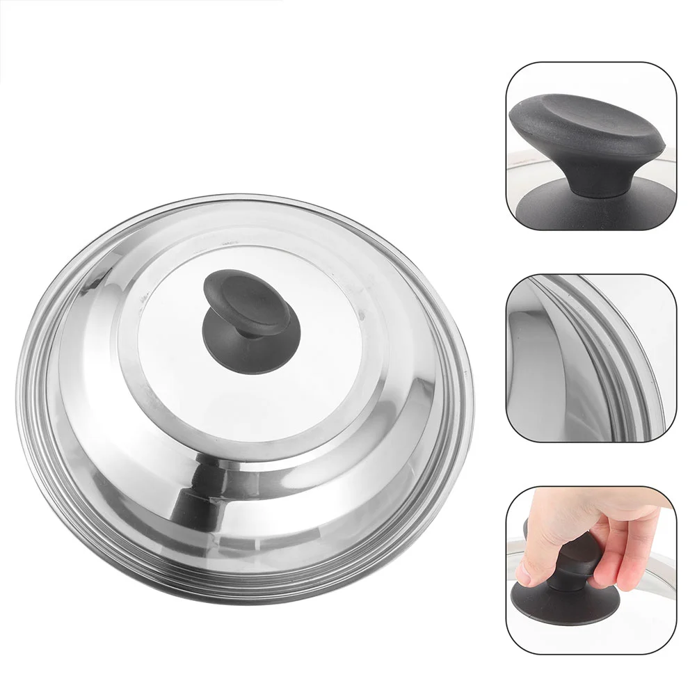 

Stainless Steel Hot Pot Cover Frying Pan Lid Saucepan Lids Pots Plastic Kitchen Supplies Useful
