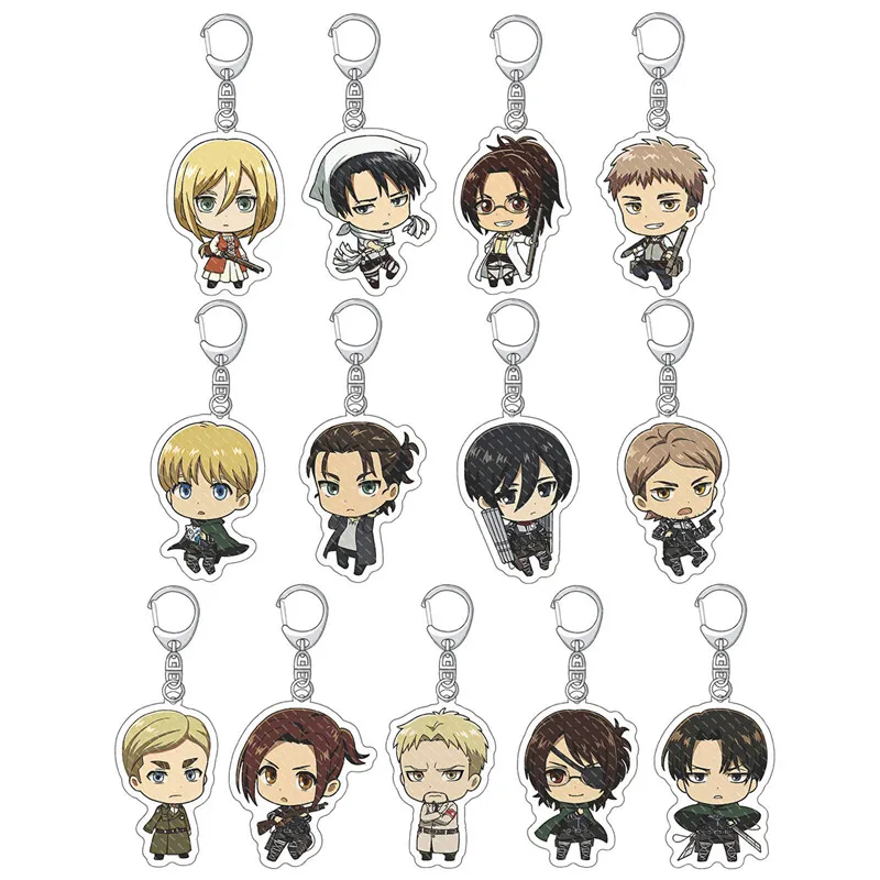 

Anime Attack On Titan Eren Q Version Figures Keychain Double Side Acrylic Key Ring Jewelry For Women Men Teens Child Gifts
