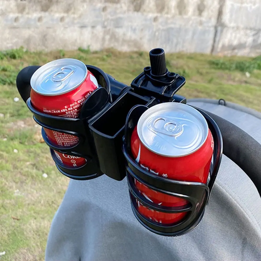 

Black Adjustable Practical 2 Slot Double Cup Holder Baby Stroller Cup Holder Pram Bottle Holder Stroller Accessory