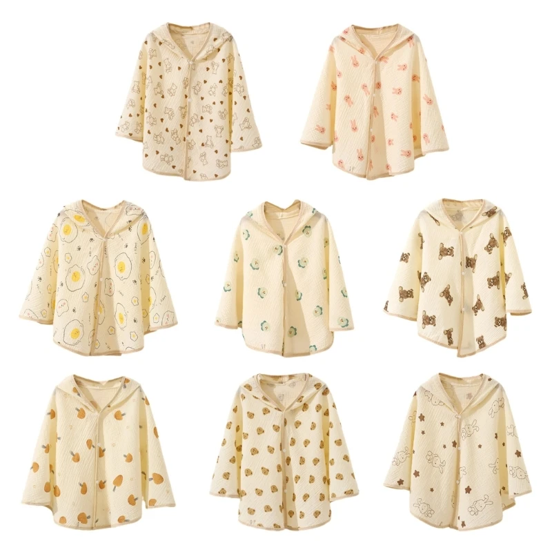

Sun-protections Cloak 2-layer Cotton Baby Cape Clothes Cartoon Print Bath Towel Infant Gender Neutral Swaddle Blanket