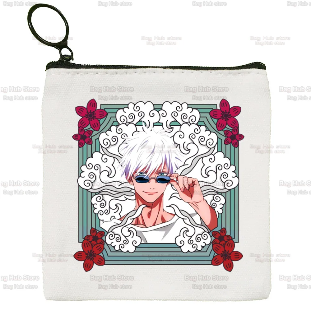 Anime Jujutsu Kaisen Gojo Satoru Yuji Itadori Canvas Coin Purse Custom Logo Storage Pouch Canvas Bag New Coin Bag Key Coin Purse