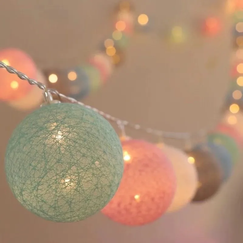 

Christmas Ornaments 4cm/6cm Cotton Balls String Lights Garlands Christmas Tree Decorations for Home Navidad New Year 2023 Decor