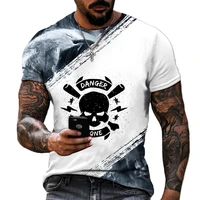 2022 new 3d printing skull mens simple and comfortable t shirt fashion round neck punk oversized unique short sleeves 6xl