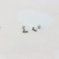 zfsilver 100 sterling 925 silver lovely letter love black girl screw ball stud earring for women charm jewelry accessories gift