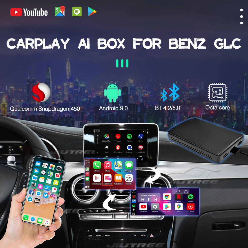 

Android CarPlay AI Box For Mercedes Benz GLC X253 Car Radio Multimedia Player Wireless Mirror link Netflix Yotube Smart Adpater