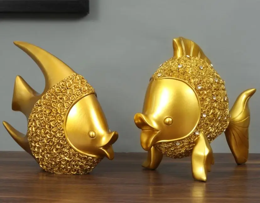 Современные счастливые золотые рыбы аксессуары из смолы домашняя гостиная