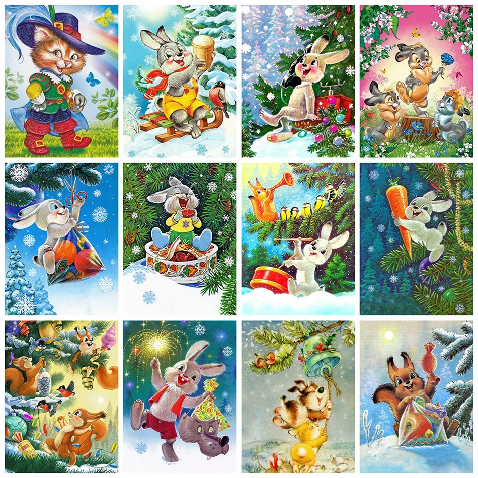 

Full Drill 5D Diy Diamond Painting Rabbit Diamond Embroidery Animal Rabbit Diamond Art Rhinestone Mosaic Christmas Home Decor