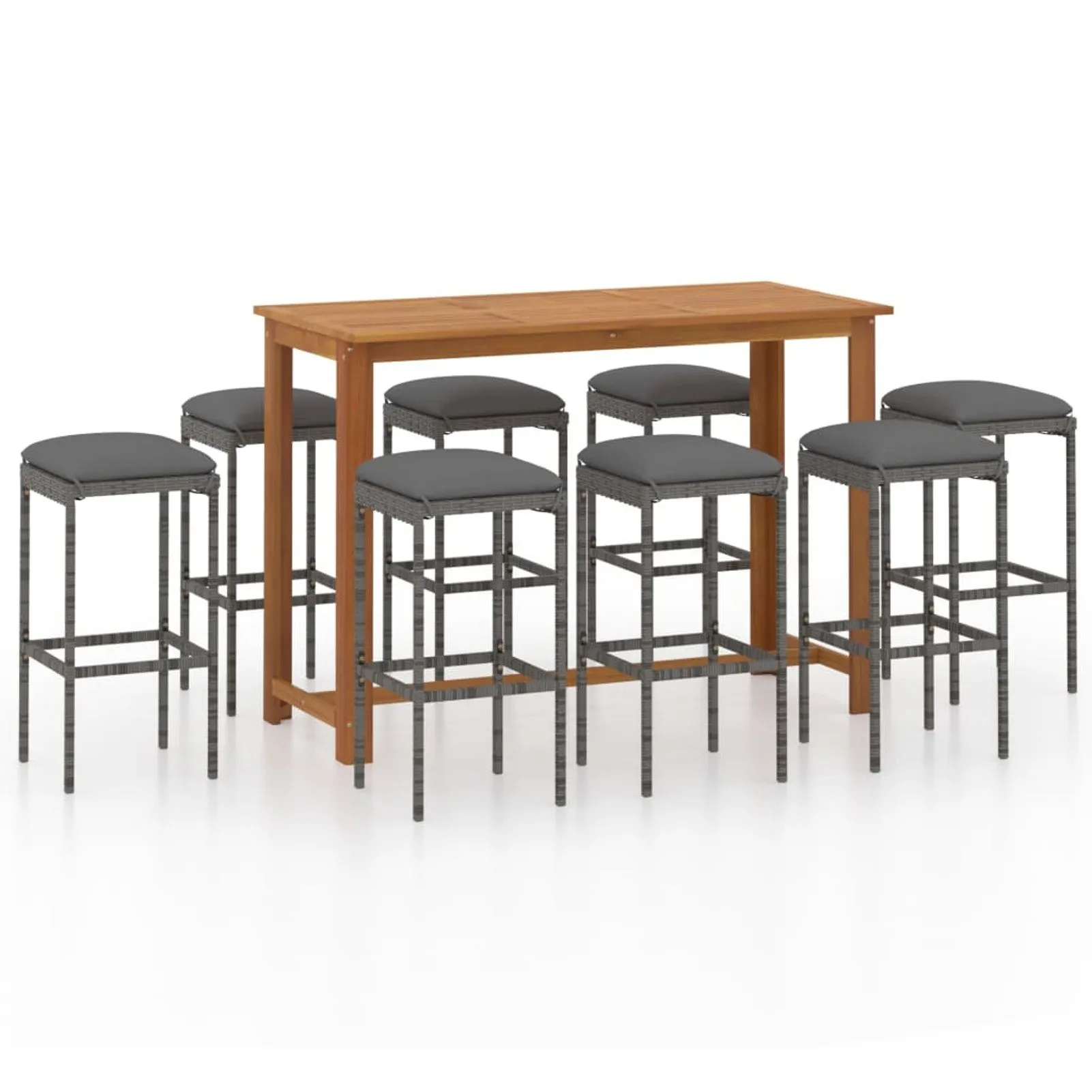 

9 Piece Garden Bar Set with Cushions Gray