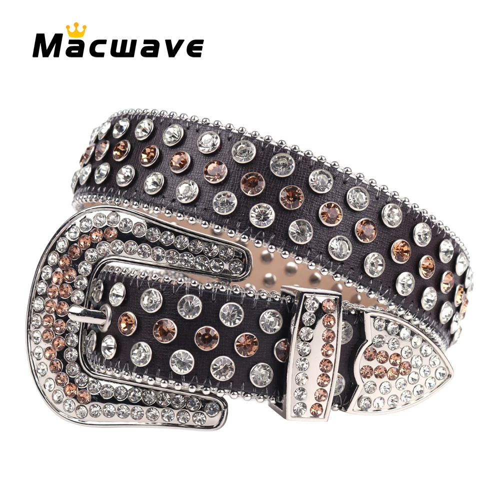 High Quality Genuine Leather Rhinestones Belt Bling Diamond Luxury Strap Female Male For Jeans Cinturones Para Mujer Fashion