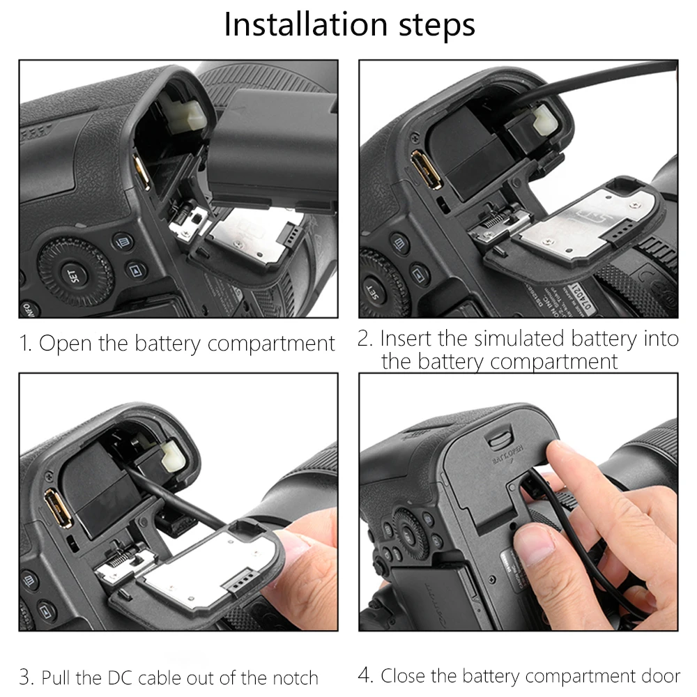 DR-E6 Full Decoded DC Coupler LP-E6 Dummy Battery ACK-E6 for Canon EOS 5D4 5D3 5D2 60D 7D 6D 60Da 70D 80D 5DS 5DSR