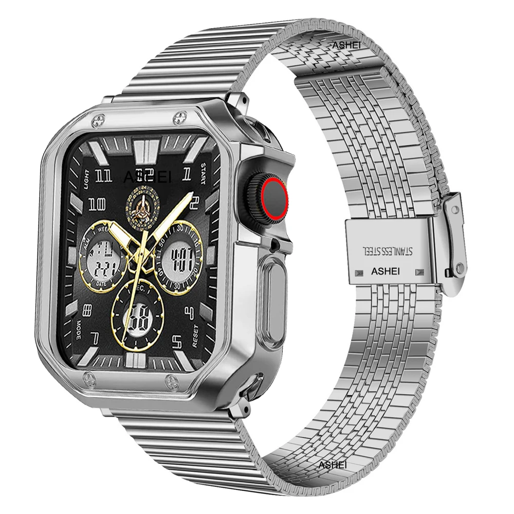 

2set For apple watch 7 6 44mm 45mm 40mm 41mm band + case TPU protector cover for iwatch se apple watch 5/4/3 42mm 38mm strap