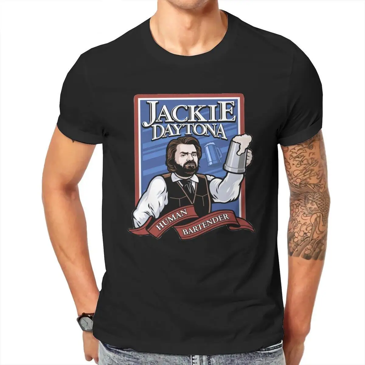 Jackie Daytona Bartender  T Shirts Men Cotton Leisure T-Shirt What We Do in the Shadows Tees Short Sleeve Clothing Summer