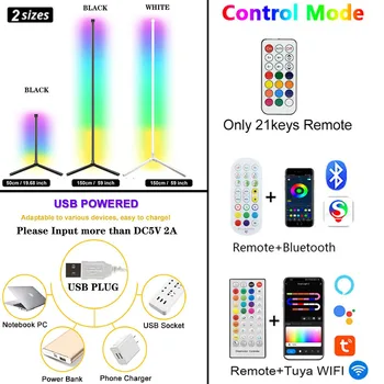 Living Room Corner Floor Lamp 150 Tuya LED Smart RGB Mood Light for Bedroom Nordic Home Decor Table Lamp Interior Stand lighting 6