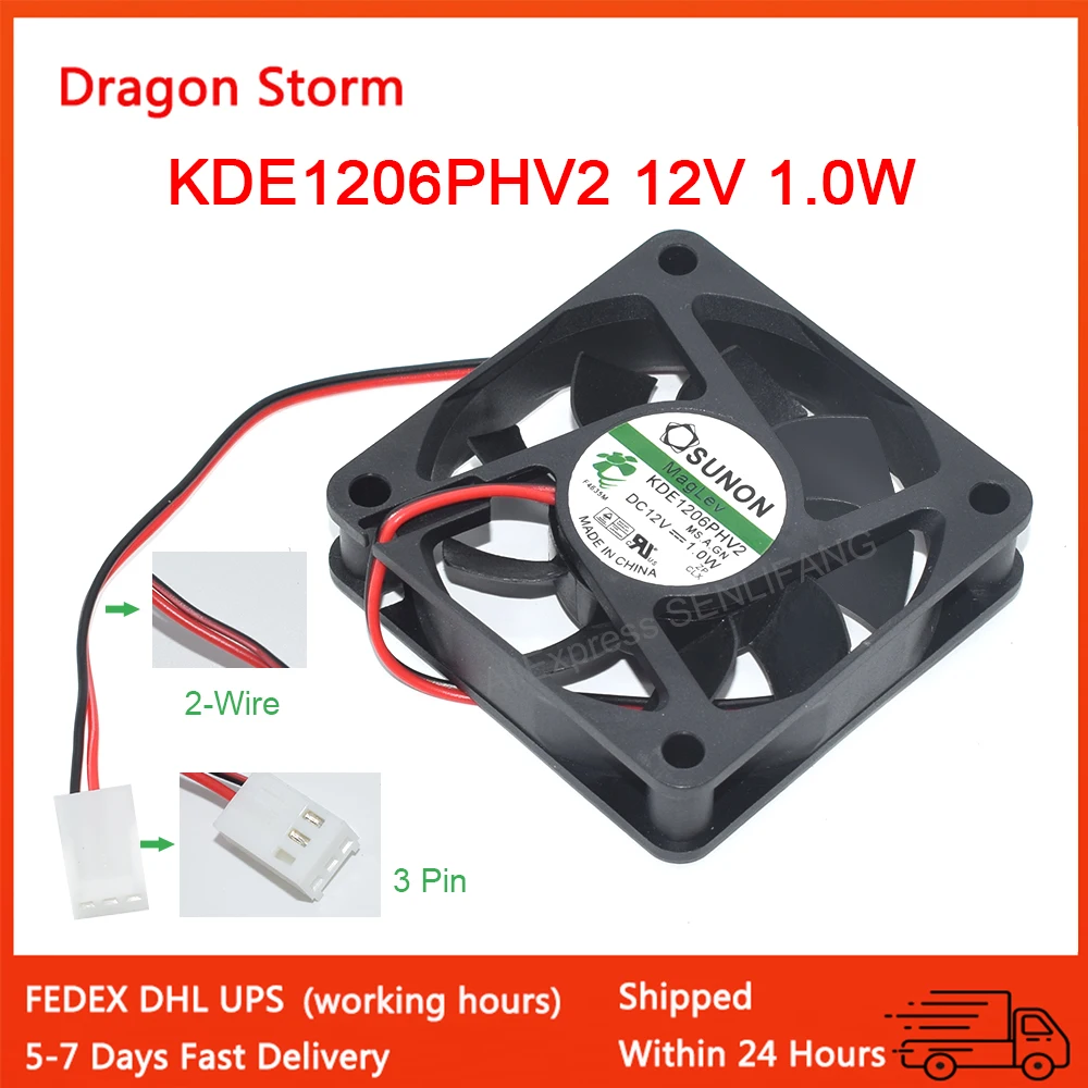Подлинная Новинка KDE1206PHV2 60 × 60 × 15 мм 6015 12 в 1,0 Вт 2-проводной 3Pin маленький чехол магнитный подшипник охлаждающий вентилятор