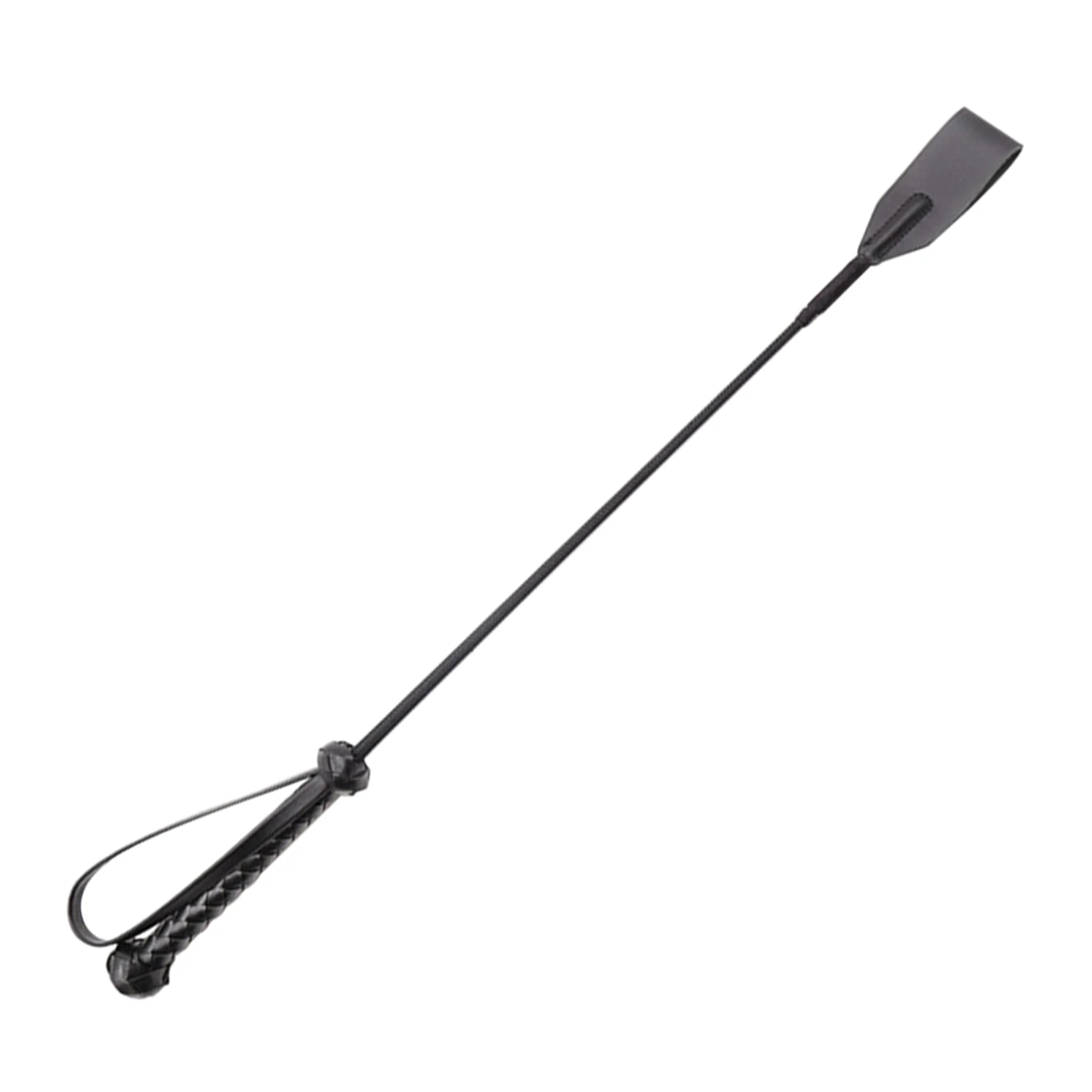 Durable Black Outdoor Sports Non Slip Handle Spanking Riding Crop Training PU Leather Horse Whip Equestrian Racing Professional