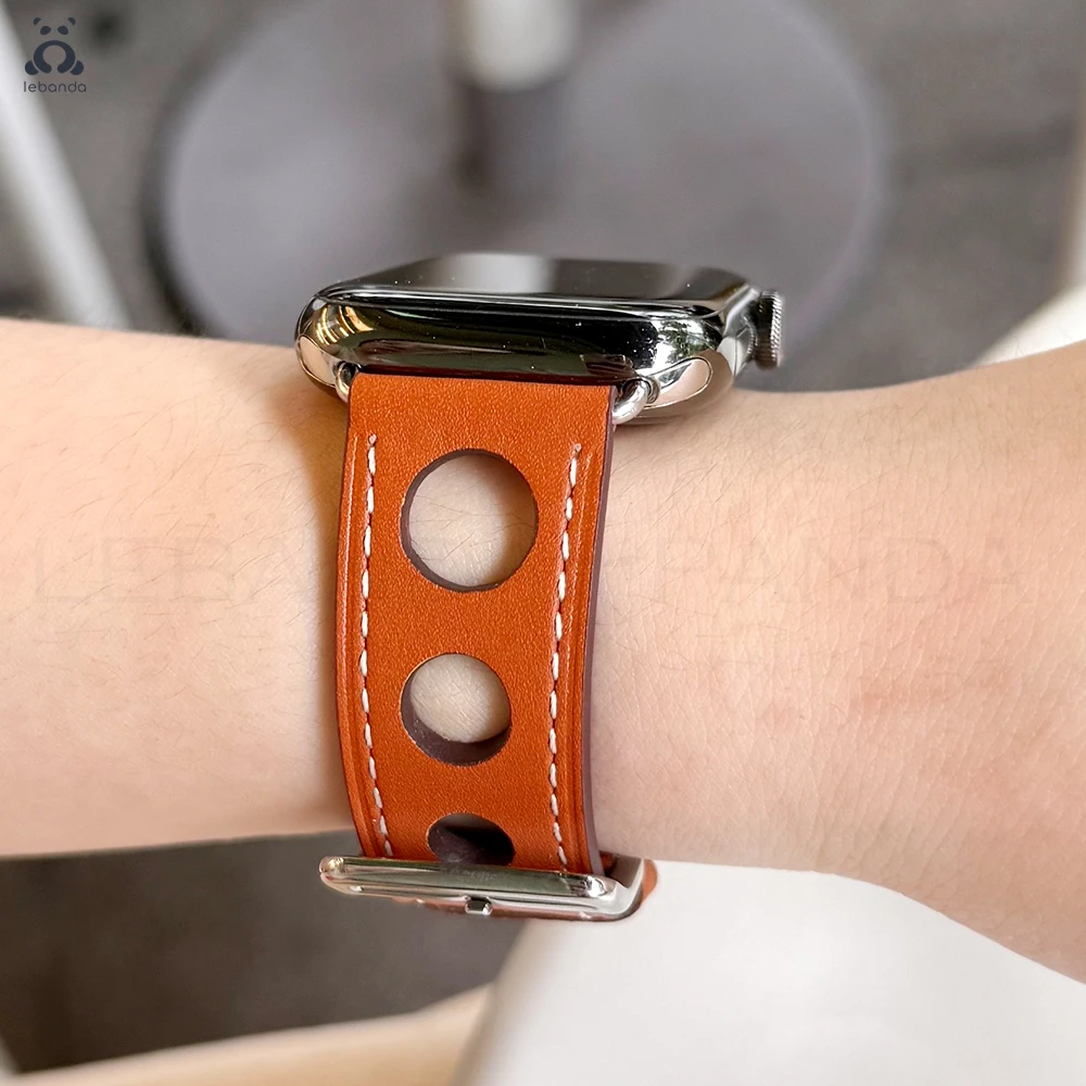 Фото Ливанда Распродажа цена! Ремешок Single Tour Rallye для Apple Watch Series 10, 9, 8776 SE, кожаный ремешок для модного браслета iWatch №3