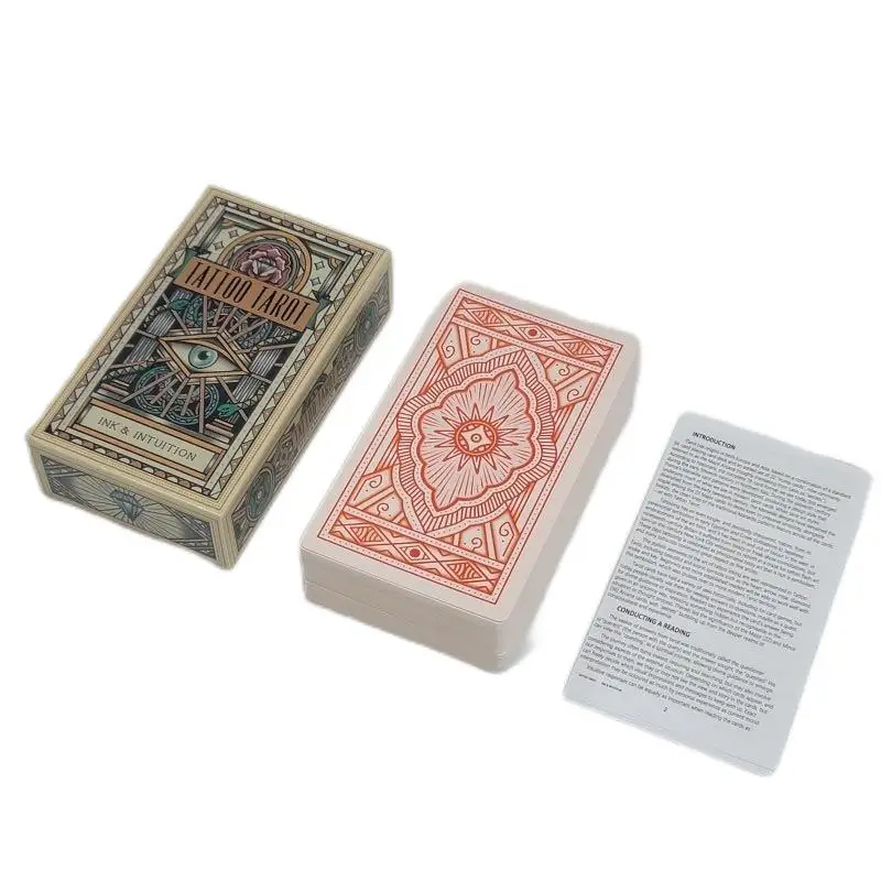 

12x7cm Tapo Tattoo Tarot Deck 78 Cards with Paper Manual Guide Book Modern Witch Tarot Witchcraft Supplies for Altar
