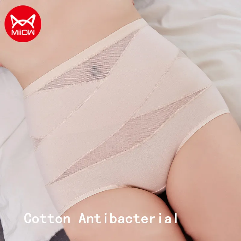 

Трусы MiiOW 3 шт./лот женские из чистого хлопка, нижнее белье с высокой талией, для подтяжки живота и бедер, антибактериальные трусы, женские сет...