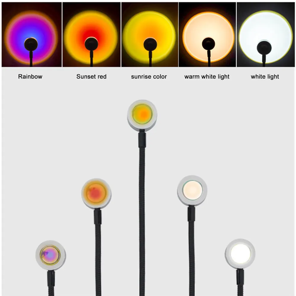 

USB Rainbow Sunset Lamp Led Projector Night Light Living Room BarCafe Shop Wall Decoration Lighting For Photographic Table Lamp