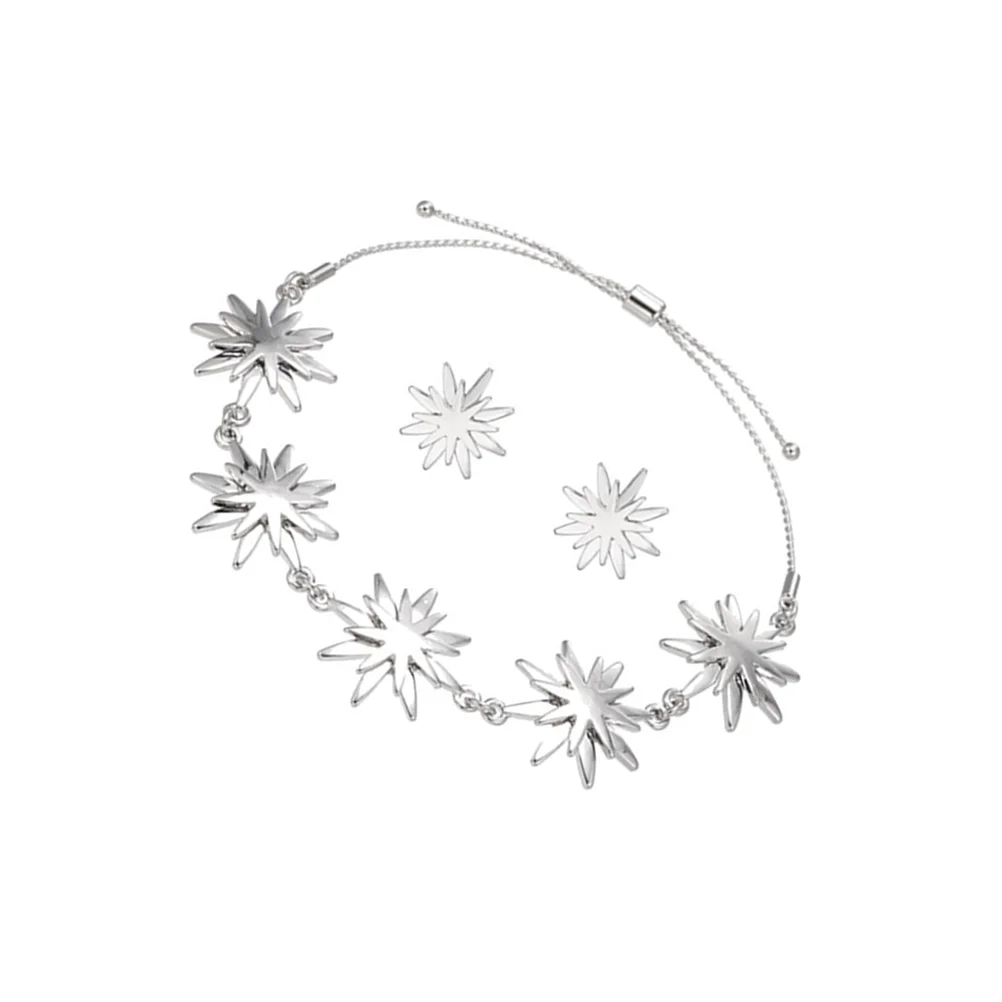 

Braceletearring Gift Earrings Set Girls Leaf Stud Silver Couple Charmear Studs Decoration