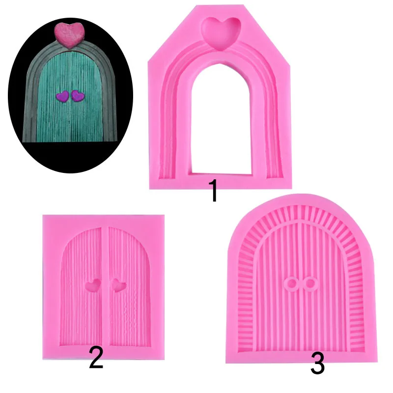 

Мультяшная сказка деревянная дверь любовь окно Форма торт украшения форма помадка шоколад кабина силиконовая форма 17-364
