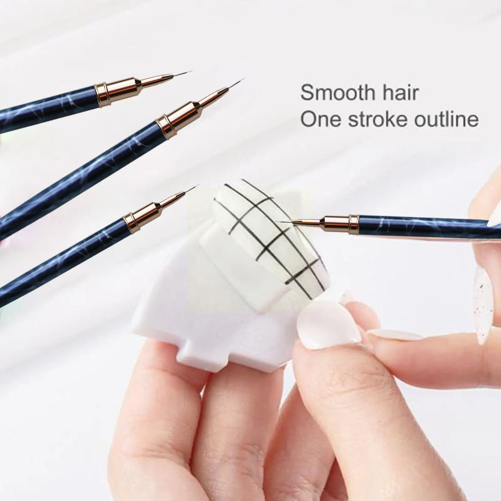 

Nail Art Liner Brushes 7mm 9mm 11mm 15mm 25mm Painting Pen 3D DIY Acrylic UV Gel Brushes Drawing Kit For Long Lines Black F2K3