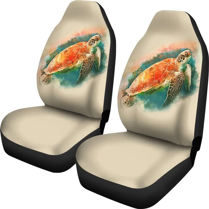 

Turtle Car Seat Covers (Set Of 2) - Universal Front Car and Suv Seat Covers - Sea Turtle Custom Protector Car