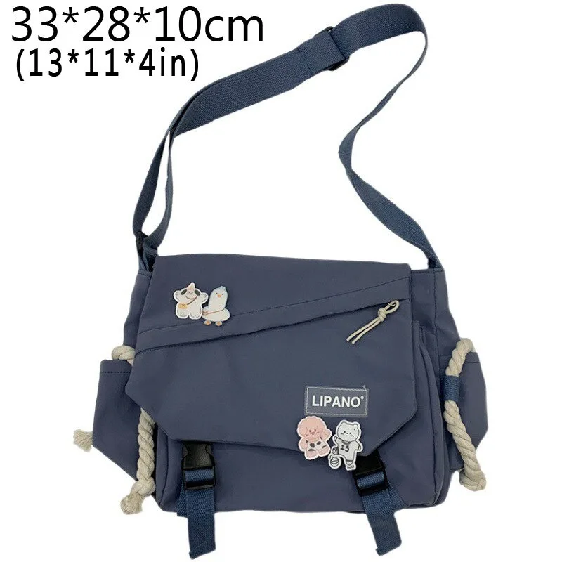 

Вместительная нейлоновая сумка-тоут через плечо, винтажная школьная сумка в японском стиле Харадзюку для подростков, рабочая одежда, мессенджеры через плечо для студентов