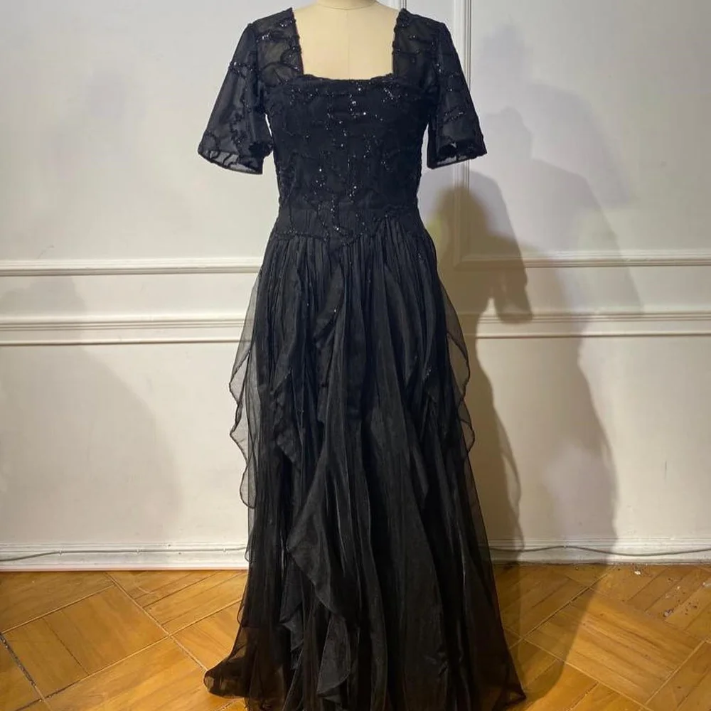

FLORINE TULIRAIN Satin Summer A-Line Floor-Length Evening Dress Elegant Squre Collar Lace Prom Gown For Charming Women 2023