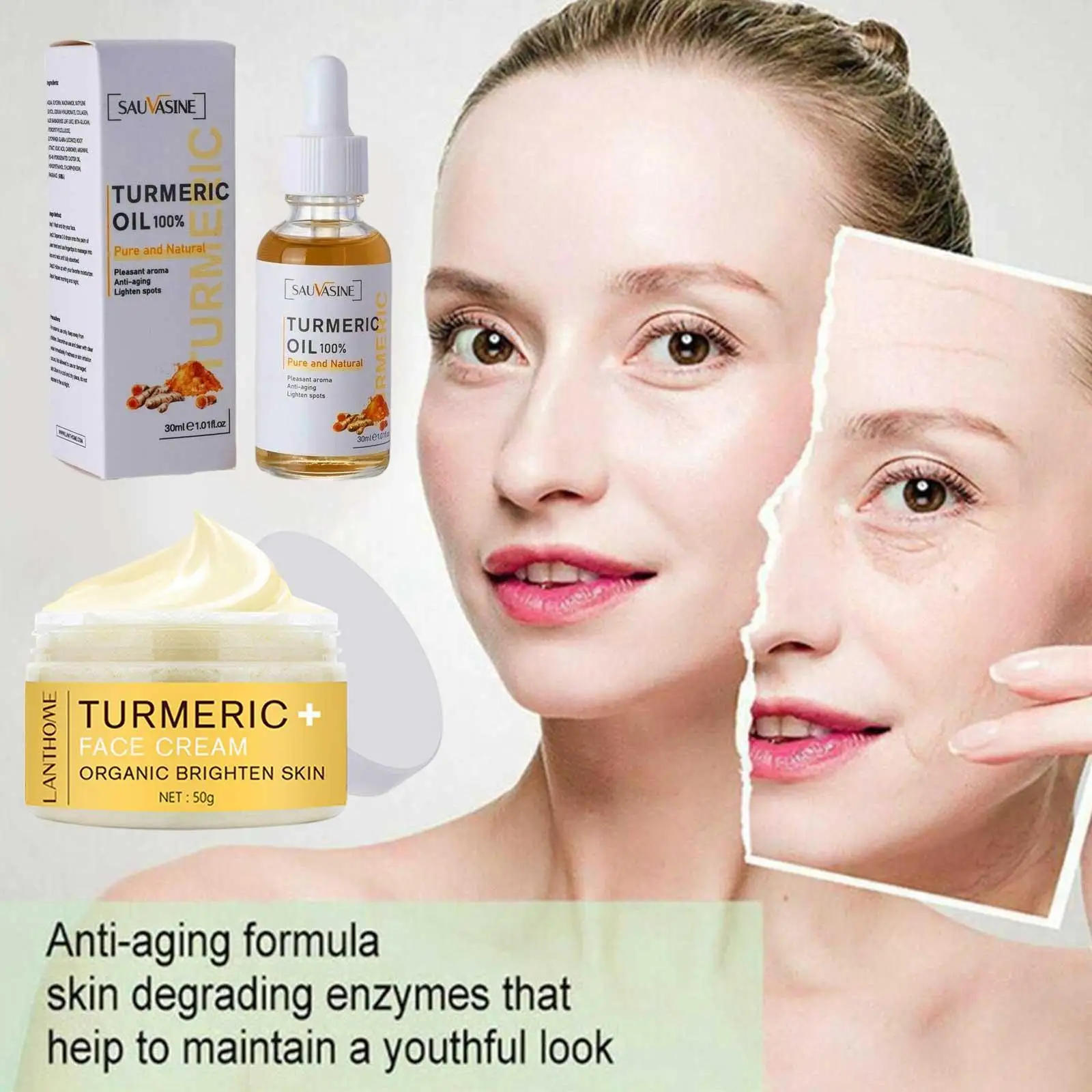 

50g Turmeric Cream Glow To Skin Lightening Serum Moisturizing Whitening Anti Wrinkle Turmeric Cream Gifts for Women Skin Care