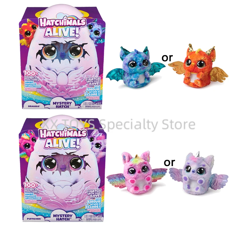 Hatchimals Alive Mystery Hatch Pufficorn Draggle Surprise Интерактивное инкубационное яйцо со звуком и