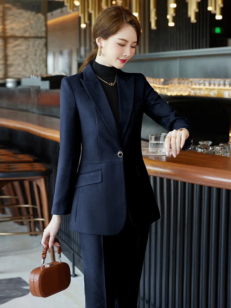 Bright red black and white autumn and winter business teacher work clothes, professional clothes, women's suits, high-end suits