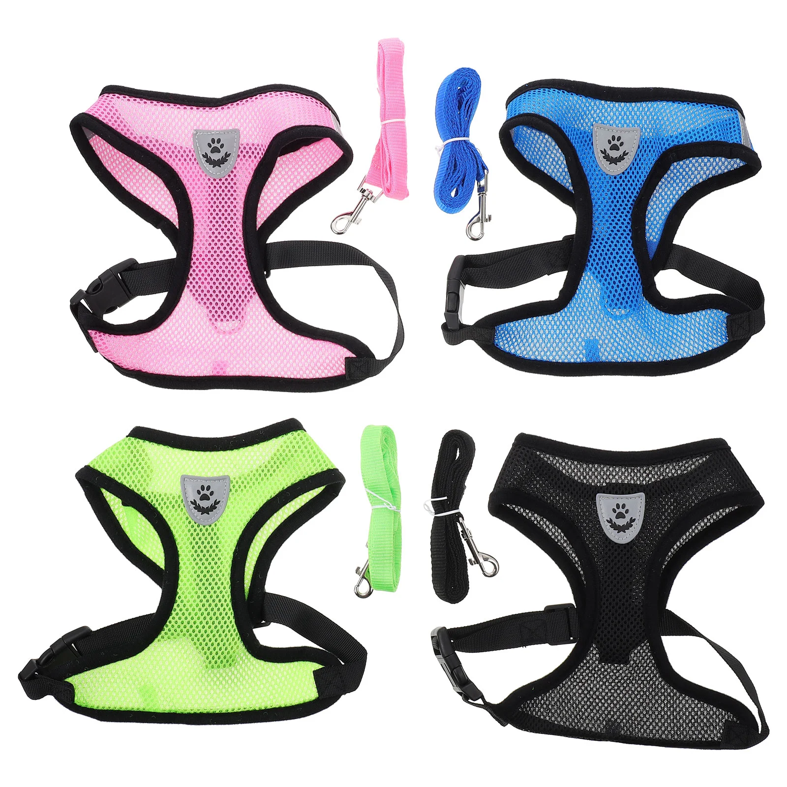 

4 Sets Dog Harness Leash Traction Rope and Vest Strap Supplies