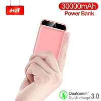 mini power bank 30000mah 2usb lcd digital display powerbank with cable for iphone 12 11 samsung huawei xiaomi poverbank