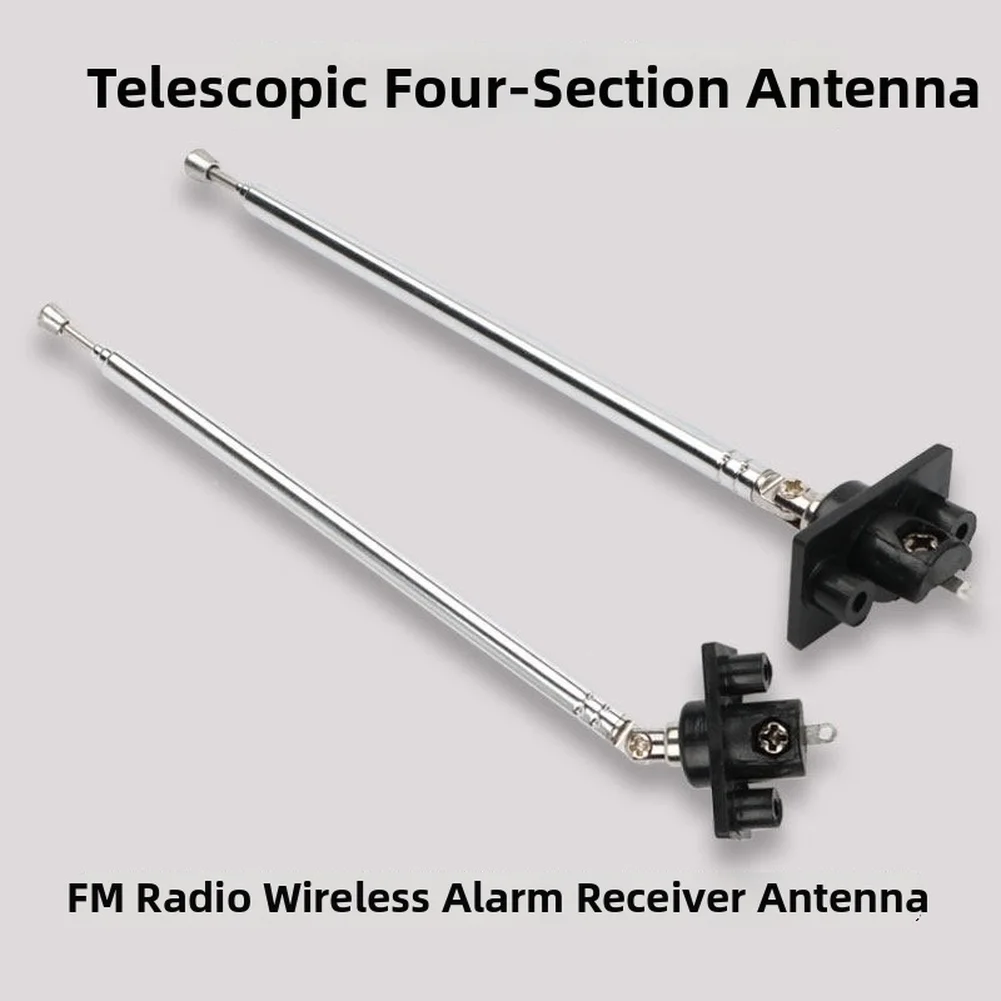 Фото Черная 4-секционная телескопическая антенна для FM-радио и беспроводных сигнализаций, металлический сплав, поворотное крепление на 360 градусов №1