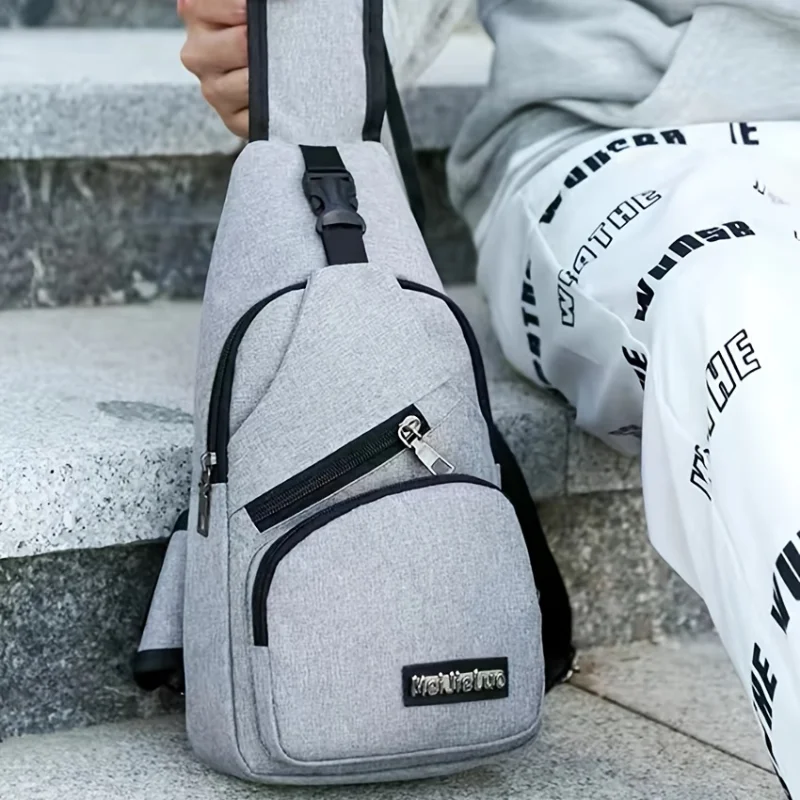 

1pc Men's Chest Bag Canvas Messenger Bag Large Capacity StudentOxford Cloth Couple Shoulder Bags Chest Bag