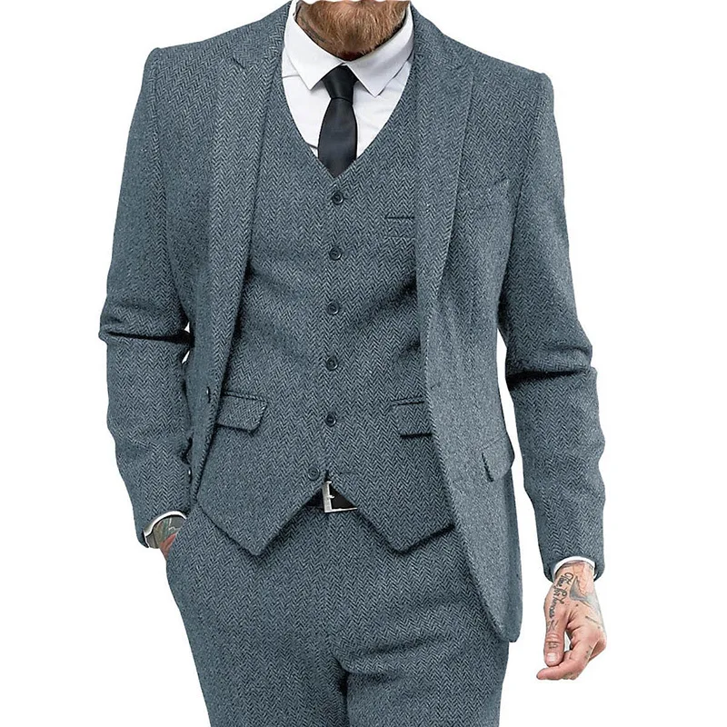 

Высококачественный (Блейзер + жилет + брюки) Мужской элегантный свадебный модный простой деловой джентльменский костюм в итальянском стиле костюм из 3 предметов