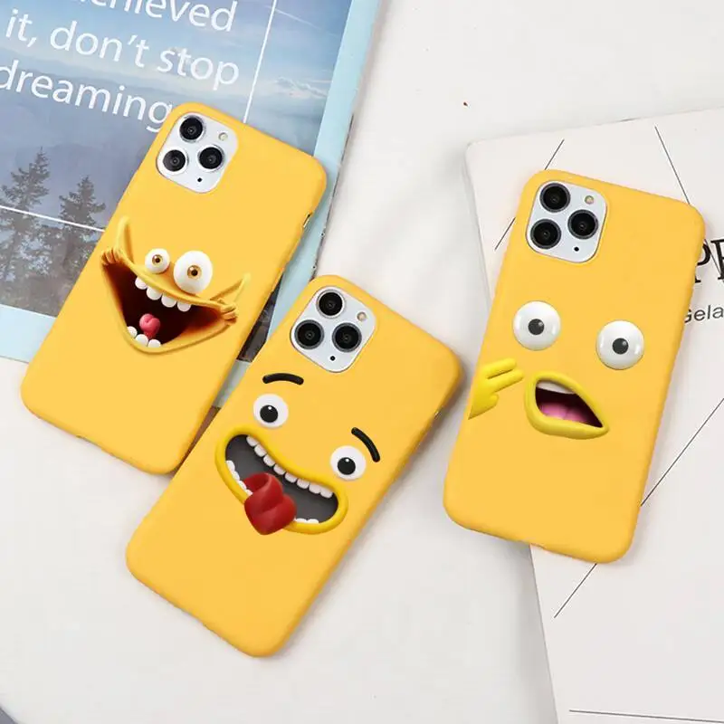 

I'm watching you smiley Phone Case For iphone 13 12 11 Pro Max Mini XS 8 7 6 6S Plus X SE 2020 XR Candy yellow Silicone cover