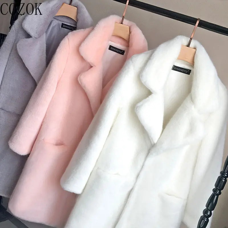 2022 Autumn and Winter New Fur Integrated Imitation Fur Qiu Marten Overcoats Women's Mid-Length Women's Coat Mink