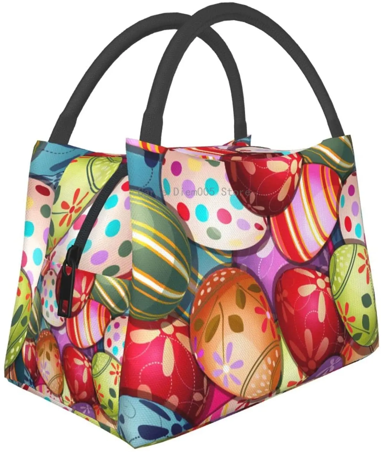 

Colorfully Easter Egg Portable Insulation Bag,Reusable Lunch Box Container For Women Men Office Work Travel Beach Hiking