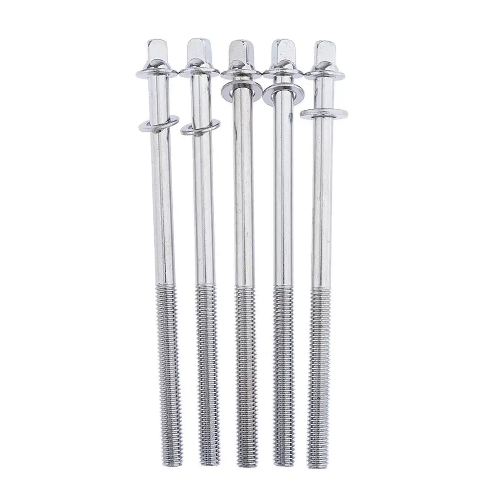 

5pcs Silver DRUM TENSION ROD WITH WASHERS for Tom Snare & Bass Drums Accessories