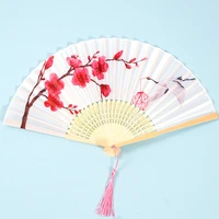 vintage bamboo fan flower tassel folding hand fan dance hand folding fan wedding ornaments craft gifts chinese decorations