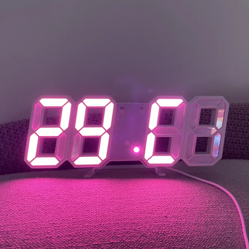 3D Led Digital Electronic Alarm Clock for Wall Living Room Wall-mounted  Smart Luminous Display Digital Desk Clock Thermometer | Дом и сад |  АлиЭкспресс