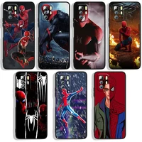 hero spiderman marvel phone case for xiaomi redmi note 10 10s 10t 10promax 11 11s 11t 11e lite pro 5g 4g black luxury silicone