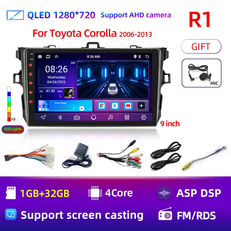 

9 "Android14 автомобильное стерео радио для Toyota Corolla E140/150 2007 2008 2009 2010 2011 2012 2013 мультимедийный плеер 2 Din DVD динамик