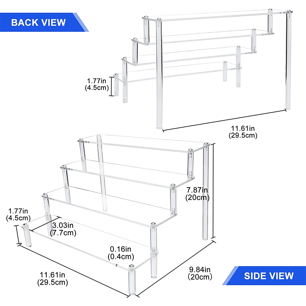 Rack Display Acrylic Shelfholder Clear Stand Tabletop Steps Dessert Holdsaction Desserts Figure Storage Makeup Polish Nail Riser