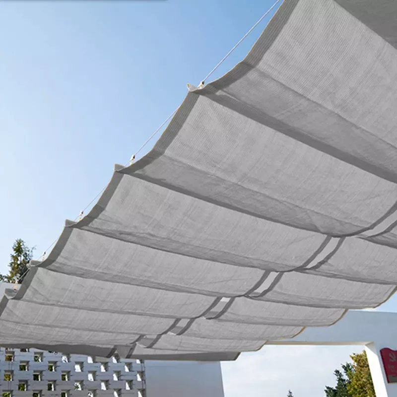

Thicken Grey Color Home Courtyard Pavilion Terrace Screen Sun Room Canopy Cloth Swimming Pool Car Telescopic Wave Sun Shade Net